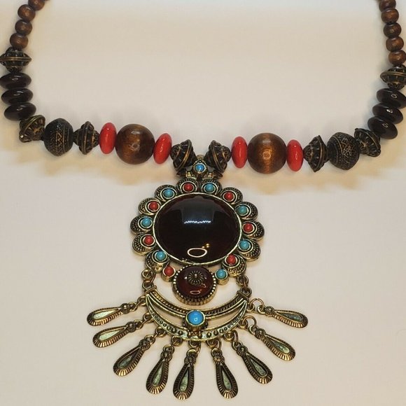 NEW MOROCCAN BERBER NECKLACE TRIBAL METAL - Picture 1 of 6